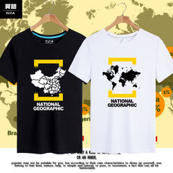 China Map Outdoor Exploration National Geographic Photography Culture Enthusiasts Short-Sleeved T-Shirt for Men and Women Pure Cotton Half-Sleeve