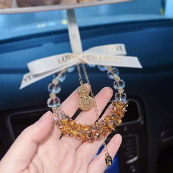 Road Protection Gourd Car Safety Pendant Rearview Mirror Crystal Pendant Goddess High-End Car Hanging Ornament Car Interior Decoration
