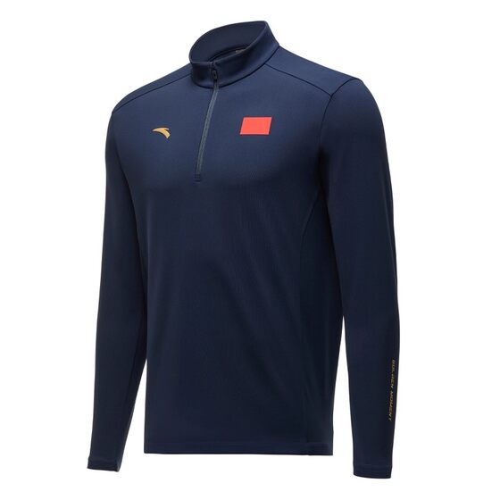 
ANTA national clothing long-sleeved sports T-shirt 2025 autumn and winter men's stand-up collar zipper POLO shirt national flag sweatshirt training long T