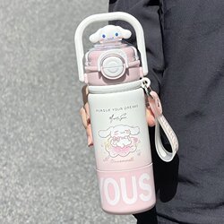 Girly Thermos Cup for Kids with 316 Stainless Steel Inner Liner, Straw Cup for Girls, High Aesthetic Value, Student-Specific, Portable Water Bottle