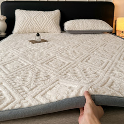 Thickened Carved Milk Velvet Mattress Pad 2025 New Coral Fleece Mattress Pad for Rental Use with Cotton Padding