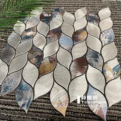 Blue Fat-Leaf Stainless Steel Mosaic Bathroom Tiles Ktv Bar Sofa Metal Background Exhibition Hall Image Wall