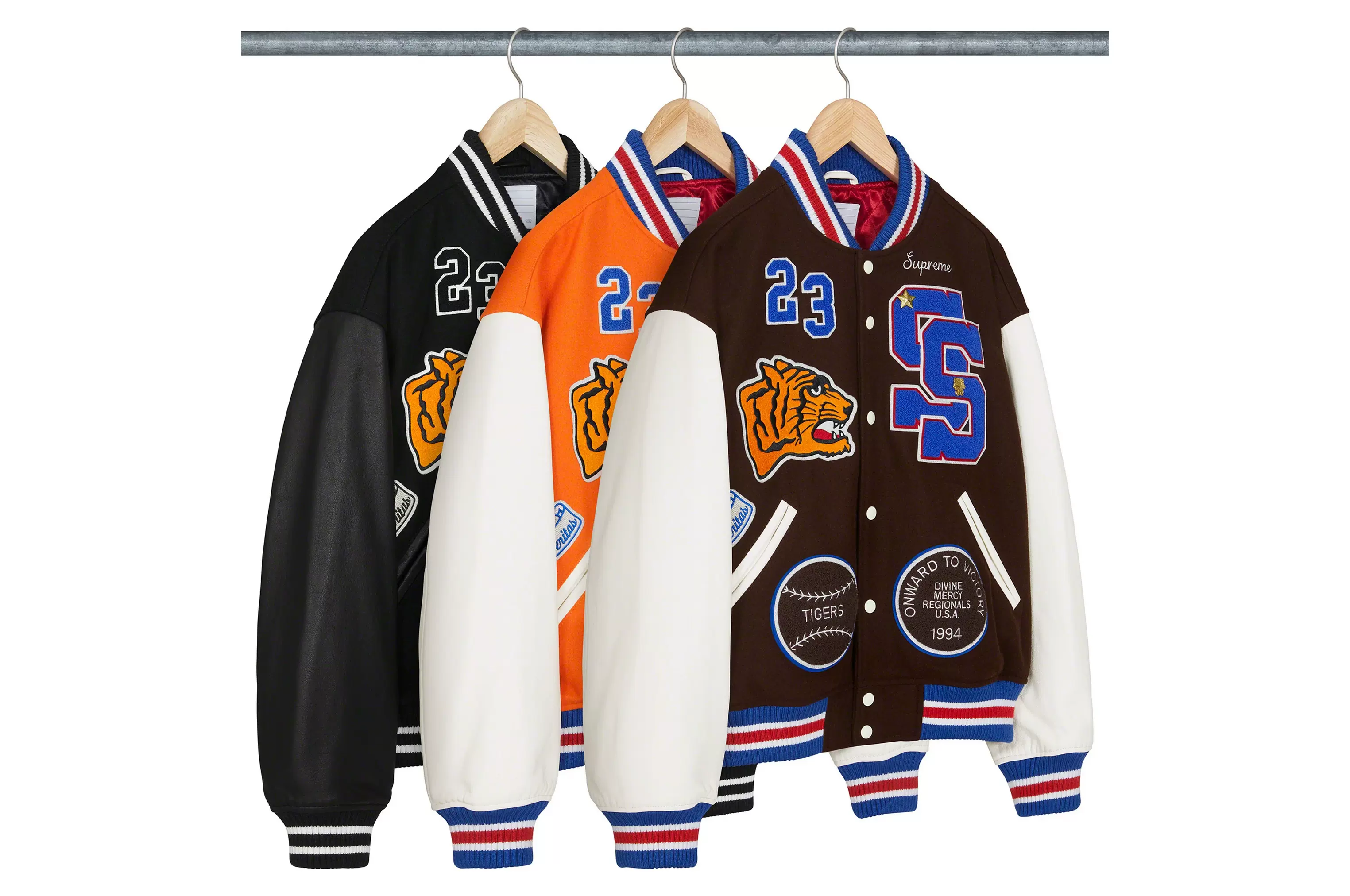 现货】Supreme Tiger Varsity Jacket 23FW 虎头夹克棒球服-Taobao