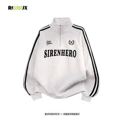 American Retro Oversized Trendy Brand Three-Stripe Half-Zip Stand Collar Sweatshirt for Men and Women, Loose-Fitting Sports Couple Jacket