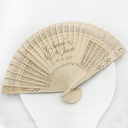 Laser Engraved Name Advertising Fan Wooden Folding Fan Wedding Party Gift