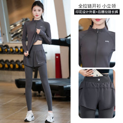 Marathon Running Aerobic Professional Sports Suit Yoga Training Clothes Women's Autumn and Winter Quick-Drying Hiking and Mountaineering Fitness Clothes