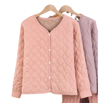 Middle-aged and elderly people's close-fitting small cotton-padded jacket with liner and cotton-padded jacket set