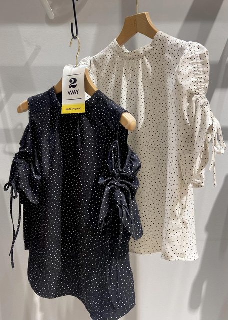 Rode Dot Printed Folds Long Sleeves Top And Skirt Two-Piece Set