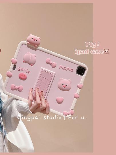 ピンクピギーiPadケース - Apple iPad 9.7/Air3/Air5/iPad 10/Mini 6用