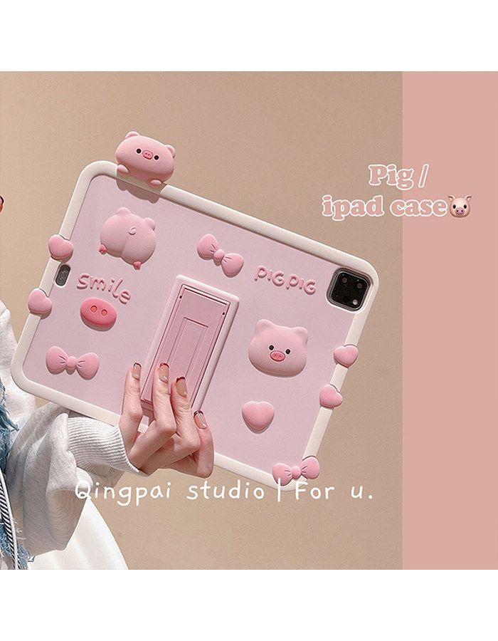 ピンクピギーiPadケース - Apple iPad 9.7/Air3/Air5/iPad 10/Mini 6用