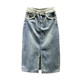 Retro denim skirt for women 2025 spring new Hong Kong style breasted high waist slimming mid-length A-line hip skirt