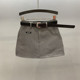 2025 spring and summer new gray suit skirt for women American retro high waist anti-exposure A-line hip skirt