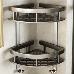 No-Drill Bathroom Storage Rack, Space Aluminum Corner Shelf for Toilet and Washroom, Wall-Mounted Storage Rack