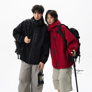 
V37 American fashion brand double-sided black warrior jacket men's autumn hooded outdoor mountaineering jacket jacket