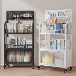 Bookshelf-Style Floor-Standing Storage Rack, Integrated Wall-Mounted Movable Decorative Ornament, Multifunctional Storage Shelf for Kitchen and Bathroom