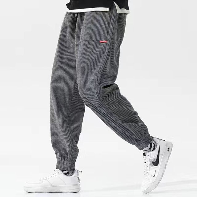 Cordy -lush pants men's winter plus thickened thermal pants loose pants casual sports pants bouquet foot Haron trousers
