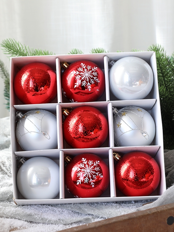 圣诞彩绘球盒装树挂件彩球吊饰