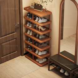 Sanmeng Solid Wood Leg Shoe Rack, Simple Multi-Layer Household Shoe Cabinet That Does Not Take up Space, Suitable for Narrow Entrance Doors, Integrated Wall-Mounted Shoe Cabinet