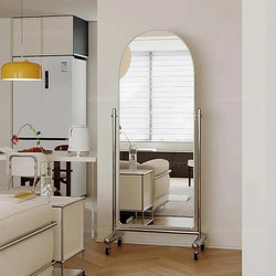 Internet Celebrity Full-Length Mirror for Home Bedroom, Movable Dressing Mirror, Stainless Steel Slimming Large Mirror, Dance Mirror