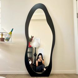 Second-Hand Full-Length Mirror, Home-Use Floor Mirror, Trendy Irregular-Shaped Mirror, Wall-Mounted High-End Dressing Mirror, Bedroom Fitting Mirror