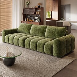 Sanmeng Chenille Sofa Living Room Maitian Cream Style Modern Minimalist 2026 New Model Living Room Green Fabric Sofa