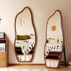 Second-Hand Full-Length Mirror, Home-Use Floor Mirror, Trendy Irregular-Shaped Mirror, Wall-Mounted High-End Dressing Mirror, Bedroom Fitting Mirror