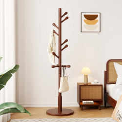 Solid Wood Clothes Rack, Floor-Standing Coat Rack, Household Bedroom Clothes Rack, Simple Vertical Beech Wood Clothes Rod, Indoor Bag Rack