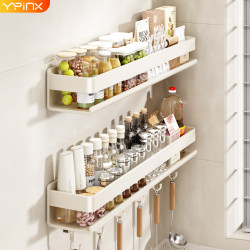 Kitchen Storage Rack, No-Drill Wall-Mounted Spice Rack, Multifunctional Seasoning Wall-Hanging Shelf for Home Use, Complete Storage Rack