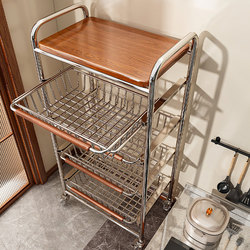 Medieval-Style Kitchen Trolley Storage Rack, Multi-Functional Fruit and Vegetable Basket, Snack Multi-Layer Pull-Out Movable Storage