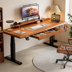 Solid Wood Electric Height-Adjustable Desk, Computer Desk, Bedroom Home Desk, Gaming Desk, Office Desk, Height-Adjustable Work Table