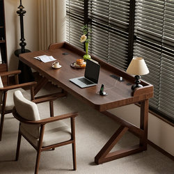 Solid Wood Desk, Double Desktop Computer Desk, Home Study Desk, Office Desk, Bedroom Gaming Desk, Home Work Desk