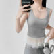 Gray I-font sleeveless vest for women 2025 summer new lace design short slim body ins