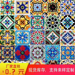 Small Flower Tile Floor Tile Antique Tile Kitchen Bathroom Waistline Washbasin Wall Retro 100X100 Flower Tile