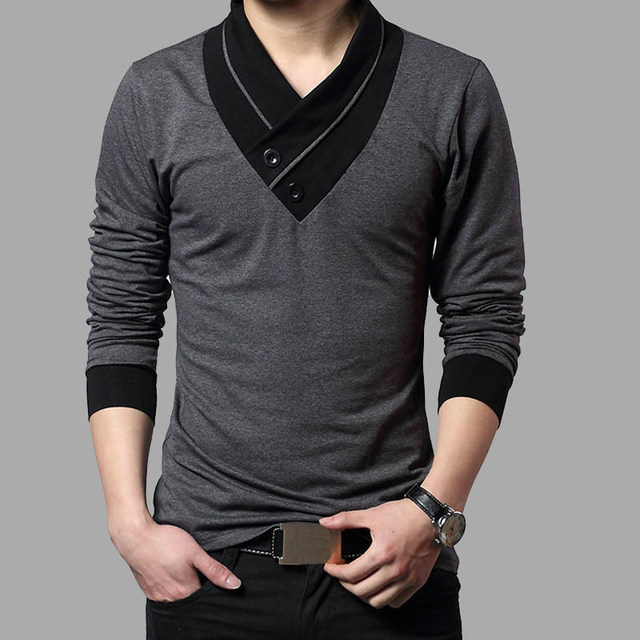 2020FashionBrandTrendSlimFitLongSleeveTShirtMenP