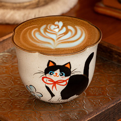 Zaozu Ceramics Jingdezhen Handmade Ceramic Underglaze Color Cute Cat Coffee Cup Latte Art Cup Mug