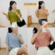 White loose women's clothing summer top short sleeve V -neck long cotton sloping simple solid color T -shirt bottoming shirt wild
