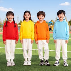 Middle School and Elementary School Students' Kindergarten Group Activity Performance Class Uniform Fleece-Lined Hooded Sweatshirt Multi-Color Long-Sleeved Company Team Building