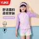 Children's swimsuits for girls split long sleeves 2025 new girls swimsuits for medium and large children professional sun protection training swimsuits