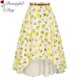 European and American retro large size lemon print irregular skirt Hong Kong style waist-hugging cute sweet big skirt