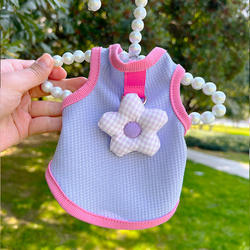 Puppy Clothes Spring Thin Style for Puppies, Summer Dog Outing Wear, Small Dog Floral Vest with Leash Clip for Yorkshire Terrier