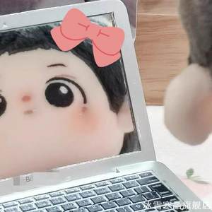 Douyin popular laptop mirror labubu cotton doll photo display props doll accessories