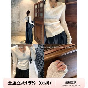 GV Dabaige is versatile and practical. V-neck twist braided slim-fitting bottoming sweater tops are new and warm in autumn and winter.