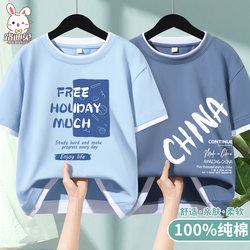 Boys' Short-Sleeved T-Shirt, Summer Pure Cotton, 2026 New Style, Big Boys' Summer Clothing, Children's Clothing, Cool and Handsome Boys' Tops