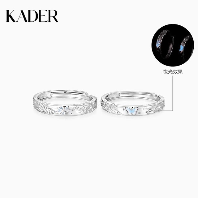 
Cardiro Butterfly Flame Couple Ring Luminous 999 Silver Ring Birthday Gift for Girlfriend