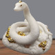 Solid White Jade Snake Statue, Black Python Snake Ingot, Zodiac Snake, Wealth Figurine, Home Craft Ornament, Real Figure for Worship