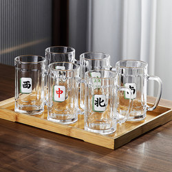 Thickened Glass Cup with Handle, Suitable for Chess and Card Rooms, Teahouses, Personal Use, Mahjong Tea Cup, High Temperature Resistant, Shatterproof Beer Mug