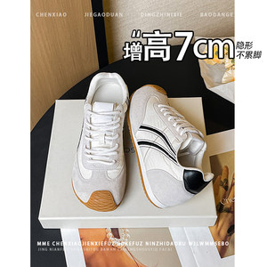
No tired feet! Invisible inner heightening 7CM color matching moral training shoes 2026 spring and summer new style lace-up deep mouth casual shoes for women
