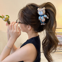 Cute Bear Double-Sided Design Hair Clip for Women 2025 New High-End Style Back of the Head Hair Clip Bowknot Shark Clip