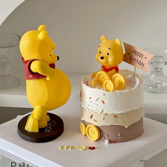Big belly Vini Bear Cake Decoration Display Big Belly Bear Pregnant Women's Pregnant Mom ’s Birthday Plug -in
