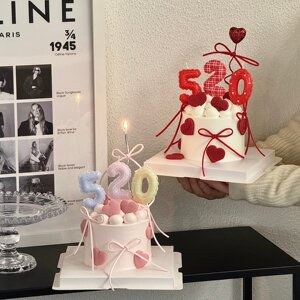 
Chinese Valentine's Day 520 digital candle cake decoration plug-in couple holiday anniversary love decoration ornaments